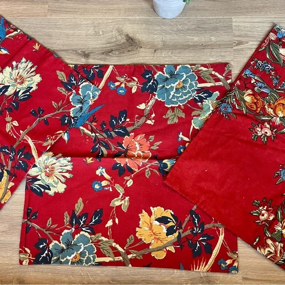 Pottery Barn Pillow Covers Floral Red Bird - Picture 3 of 8